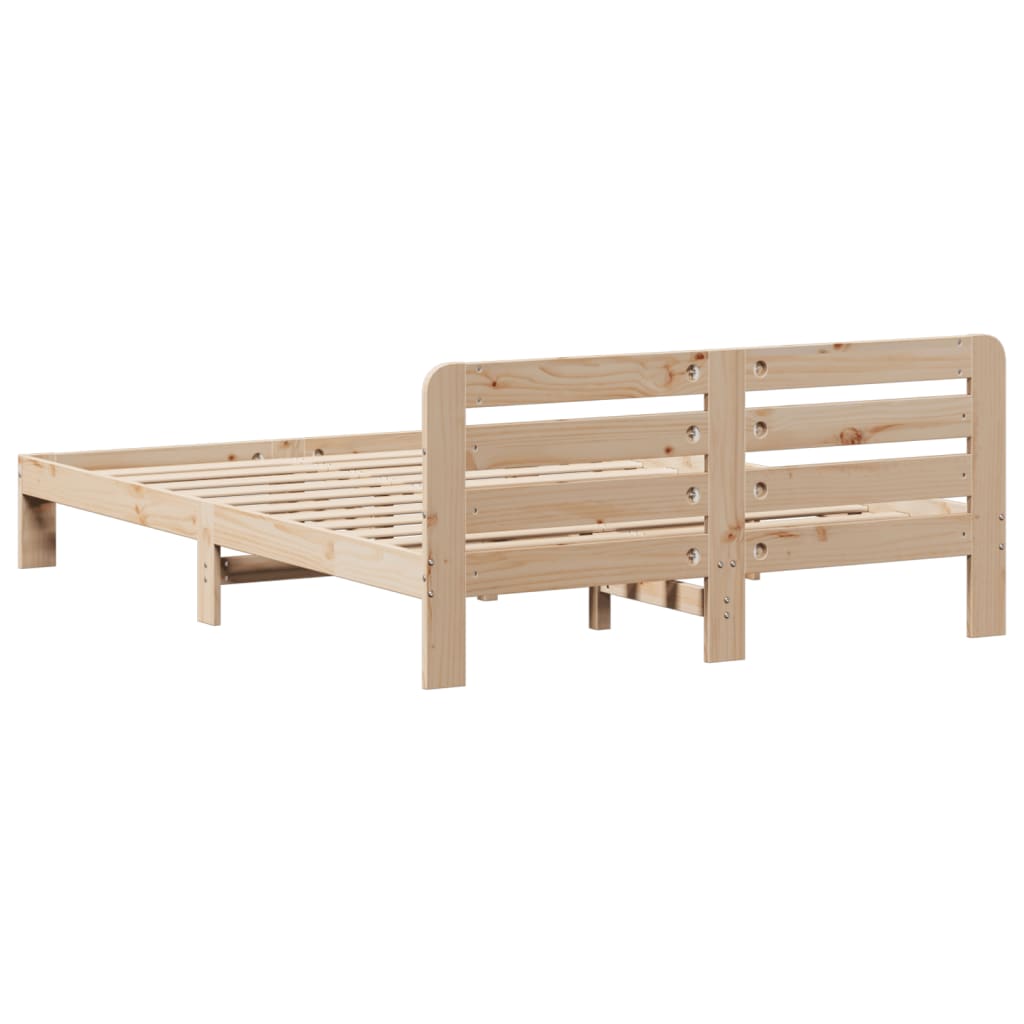 Bed Frame without Mattress Solid Wood Pine Length 200 cm Natural 120 cm