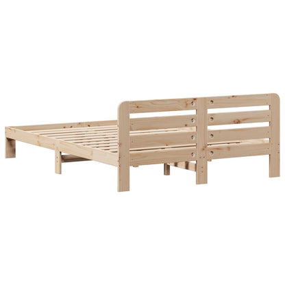 Bed Frame without Mattress Solid Wood Pine Length 200 cm Natural 120 cm