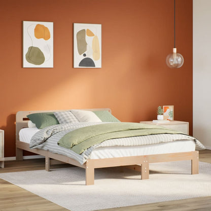 Bed Frame without Mattress Solid Wood Pine Length 200 cm Natural 120 cm