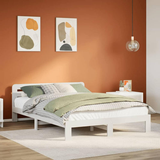 Bed Frame without Mattress Solid Wood Pine Length White