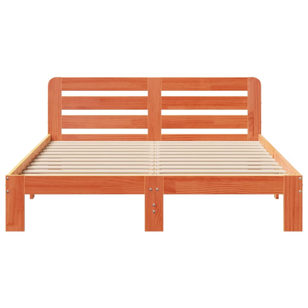 Bed Frame without Mattress Solid Wood Pine Length 200 cm Wax Brown 140 cm