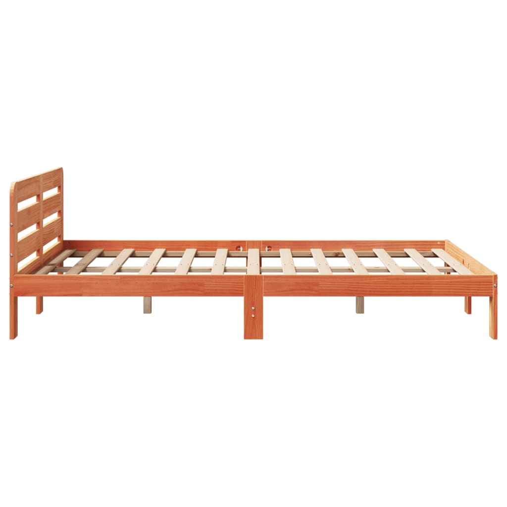 Bed Frame without Mattress Solid Wood Pine Length 200 cm Wax Brown 140 cm