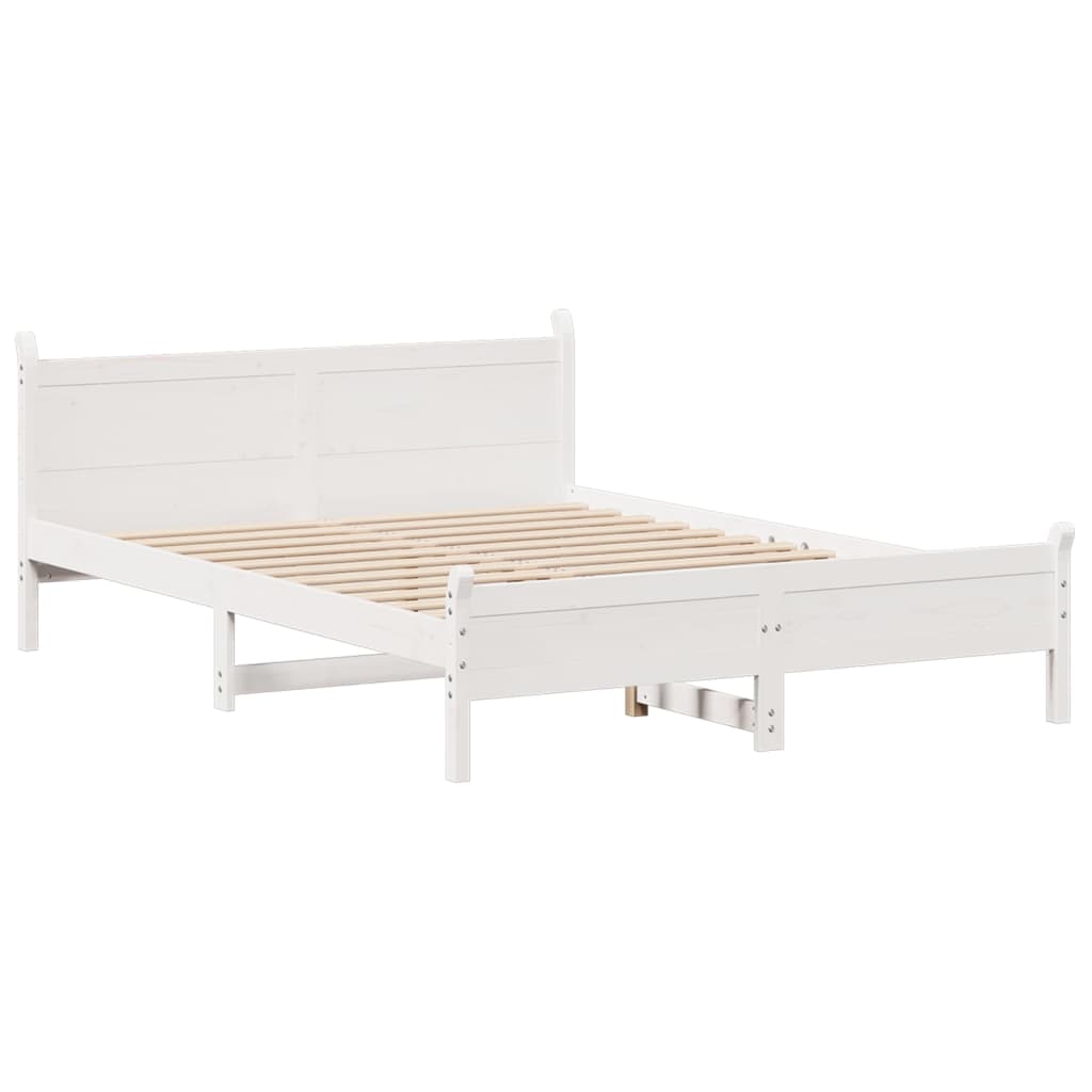 Bed Frame without Mattress Solid Wood Pine Length 200 cm White 150 cm