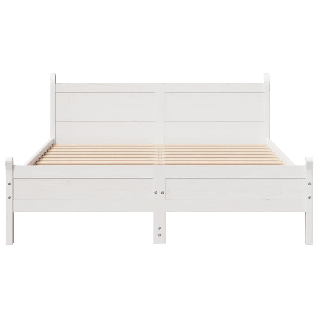 Bed Frame without Mattress Solid Wood Pine Length 200 cm White 150 cm