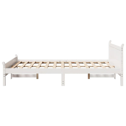 Bed Frame without Mattress Solid Wood Pine Length 200 cm White 150 cm