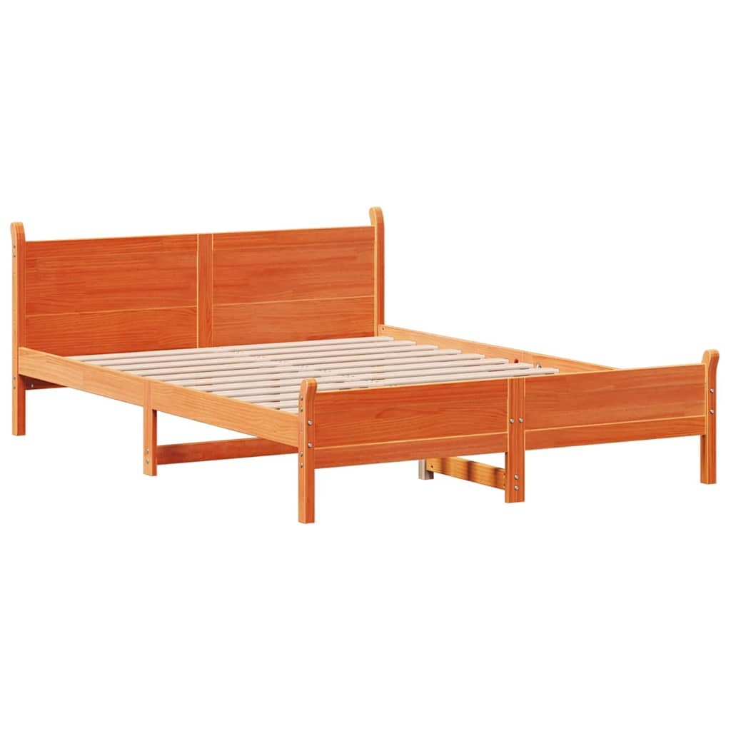 Bed Frame without Mattress Solid Wood Pine Length 200 cm Wax Brown 120 cm