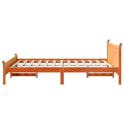 Bed Frame without Mattress Solid Wood Pine Length 200 cm Wax Brown 120 cm
