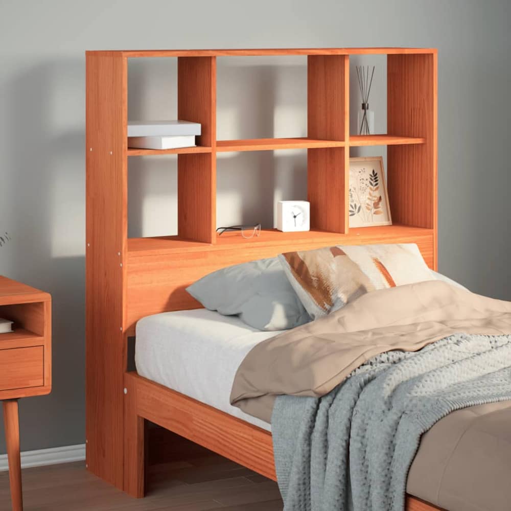 Headboard with Storage Solid Wood Pine Wax Brown 100 cm