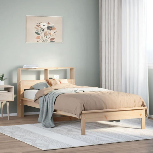 Bed Frame without Mattress Solid Wood Pine Length 190 cm Natural 75 cm