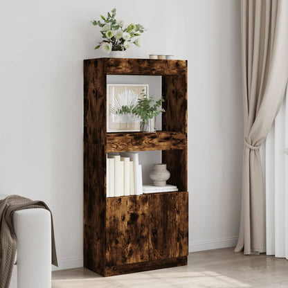vidaXL Highboard Smoked Oak 63x33x140 cm Engineered Wood 3