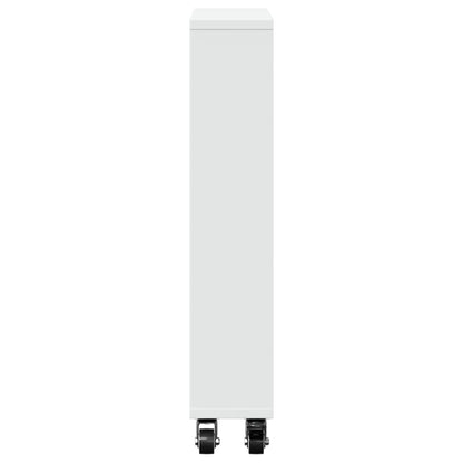 vidaXL Narrow Storage Trolley White 48x13x68 cm Engineered Wood 5