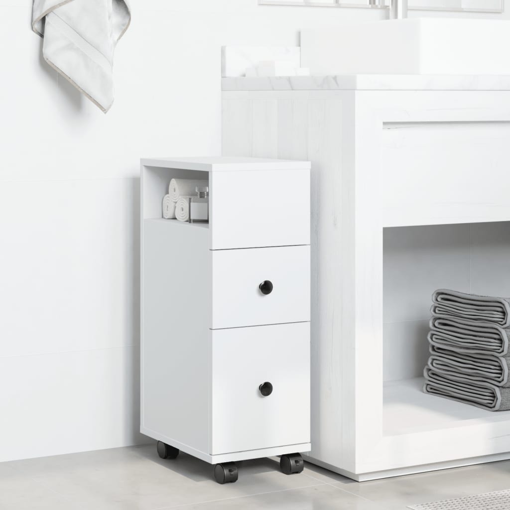 vidaXL Narrow Bathroom Cabinet | White | Engineered wood | Slim 3