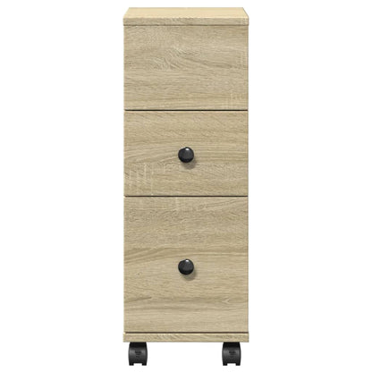vidaXL Narrow Bathroom Cabinet with Wheels Sonoma Oak Engineered Wood 4