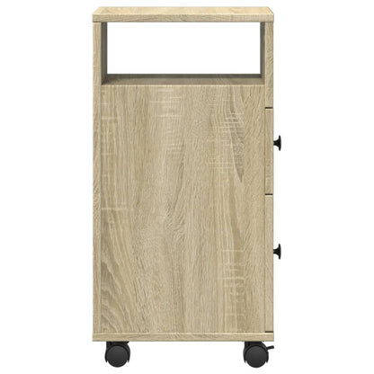 vidaXL Narrow Bathroom Cabinet with Wheels Sonoma Oak Engineered Wood 5