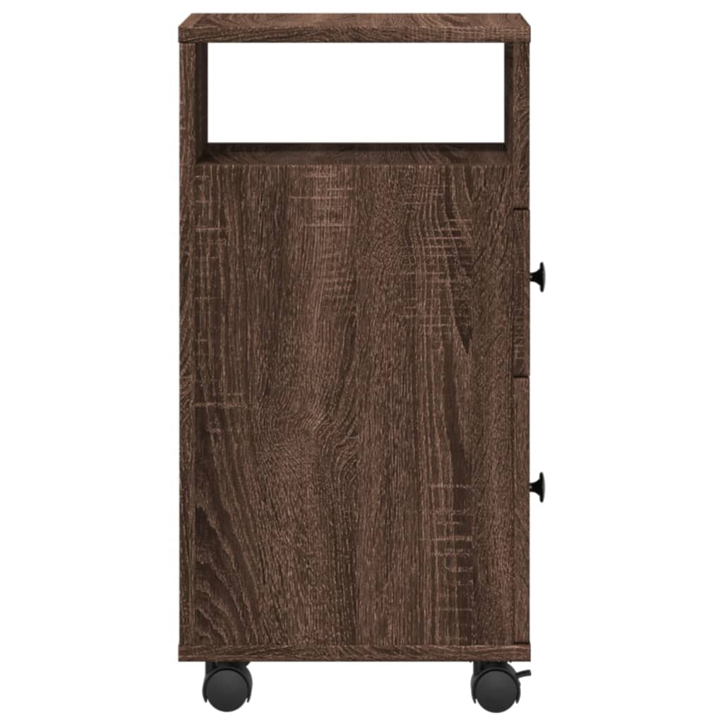 vidaXL Narrow Bathroom Cabinet with Wheels Brown Oak Engineered Wood 5