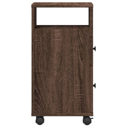 vidaXL Narrow Bathroom Cabinet with Wheels Brown Oak Engineered Wood 5