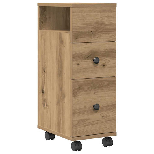 Narrow Bathroom Cabinet with Wheels Engineered Wood Artisan oak