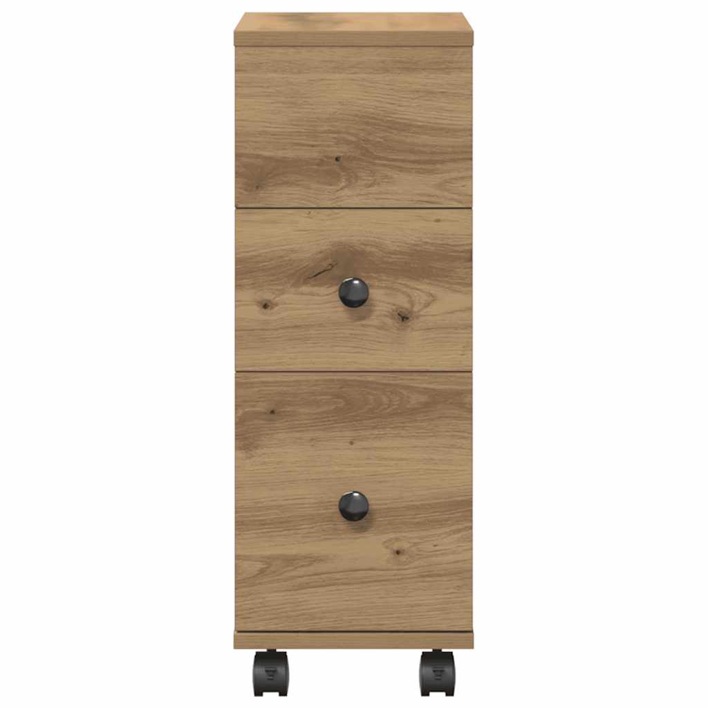 vidaXL Narrow Bathroom Cabinet with Wheels Artisan Oak Engineered Wood 5