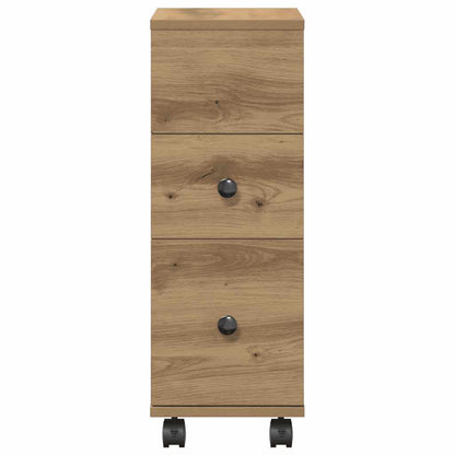 vidaXL Narrow Bathroom Cabinet with Wheels Artisan Oak Engineered Wood 5