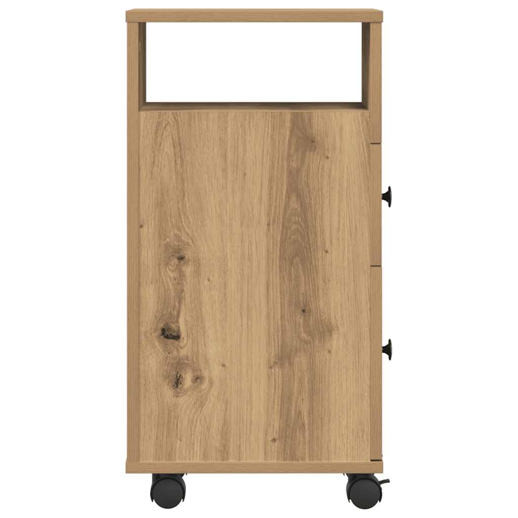 vidaXL Narrow Bathroom Cabinet with Wheels Artisan Oak Engineered Wood 6