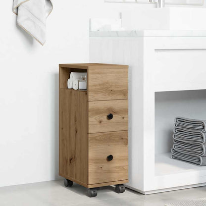 vidaXL Narrow Bathroom Cabinet with Wheels Artisan Oak Engineered Wood 1