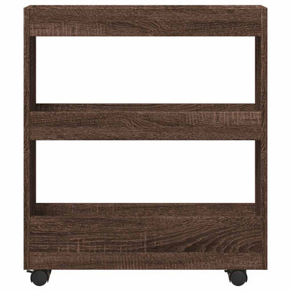vidaXL Narrow Storage Trolley 3 Tier Brown Oak Engineered Wood 4