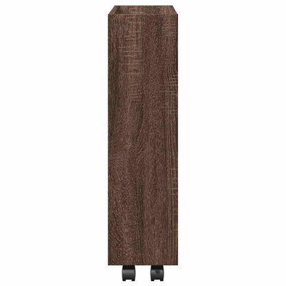 vidaXL Narrow Storage Trolley 3 Tier Brown Oak Engineered Wood 5