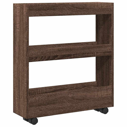 vidaXL Narrow Storage Trolley 3 Tier Brown Oak Engineered Wood 6