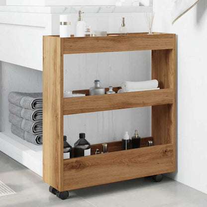 vidaXL Narrow Storage Trolley 3 Tier Artisian Oak Engineered Wood 3