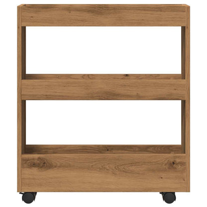 vidaXL Narrow Storage Trolley 3 Tier Artisian Oak Engineered Wood 4