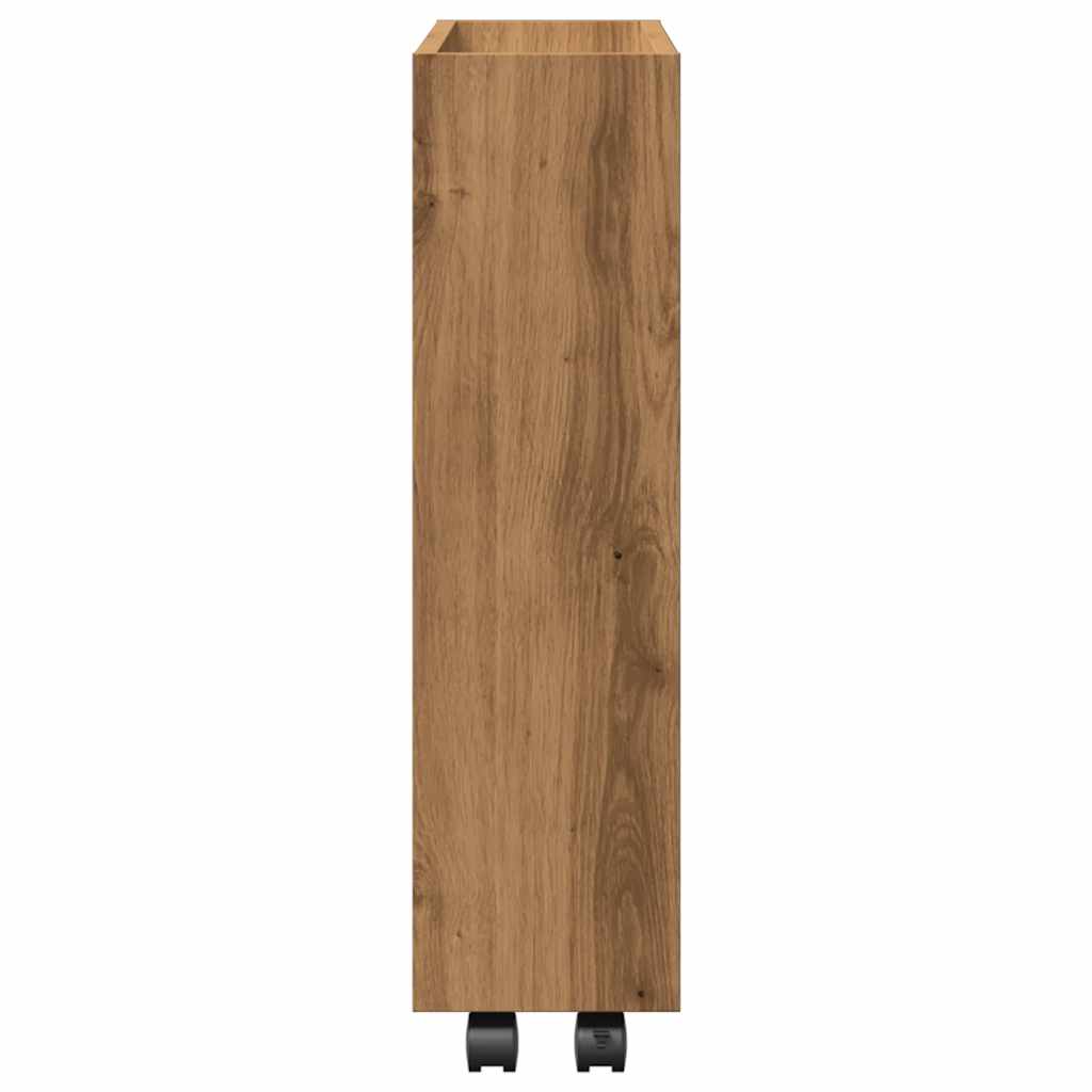 vidaXL Narrow Storage Trolley 3 Tier Artisian Oak Engineered Wood 5