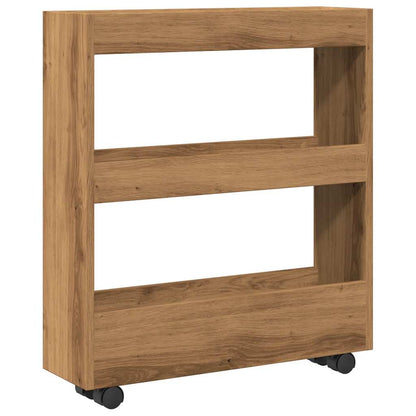 vidaXL Narrow Storage Trolley 3 Tier Artisian Oak Engineered Wood 6