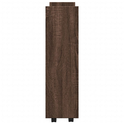 vidaXL Narrow Storage Trolley 3 Tier Brown Oak Engineered Wood 6