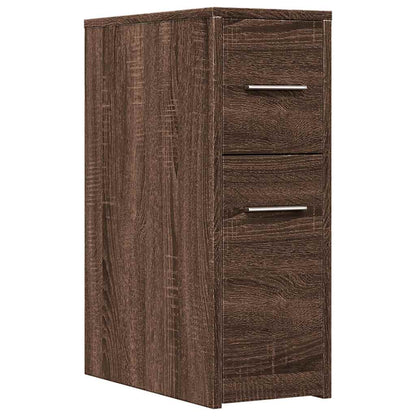 vidaXL Narrow Bathroom Cupboard with Wheels Brown Oak Engineered Wood 2