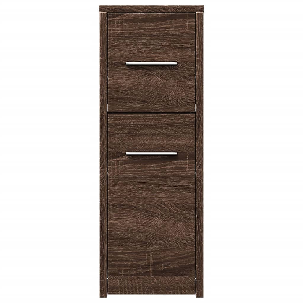 vidaXL Narrow Bathroom Cupboard with Wheels Brown Oak Engineered Wood 4