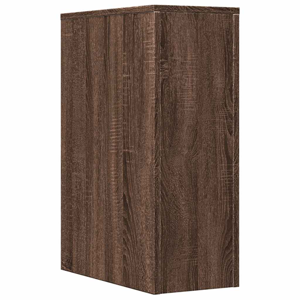 vidaXL Narrow Bathroom Cupboard with Wheels Brown Oak Engineered Wood 6