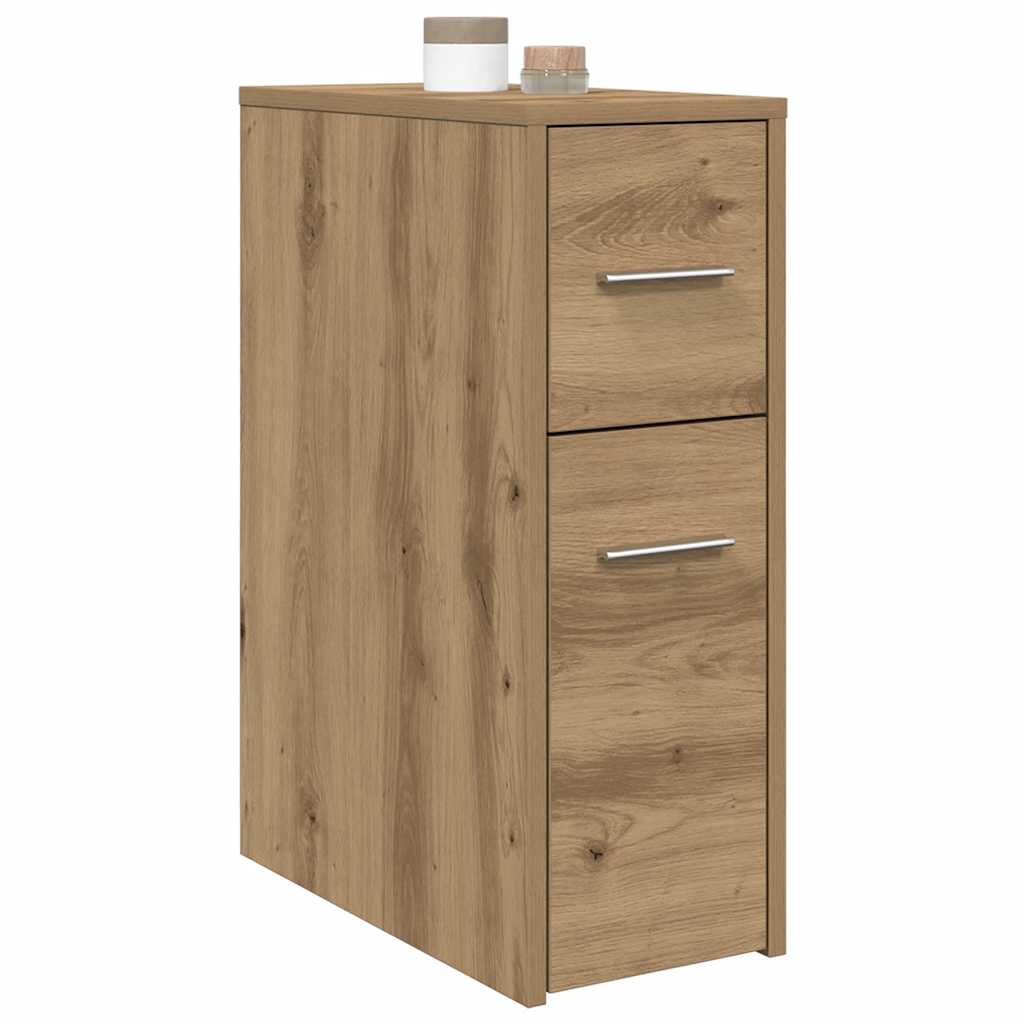 vidaXL Narrow Bathroom Cupboard with Wheels Artisian Oak Engineered Wood 3