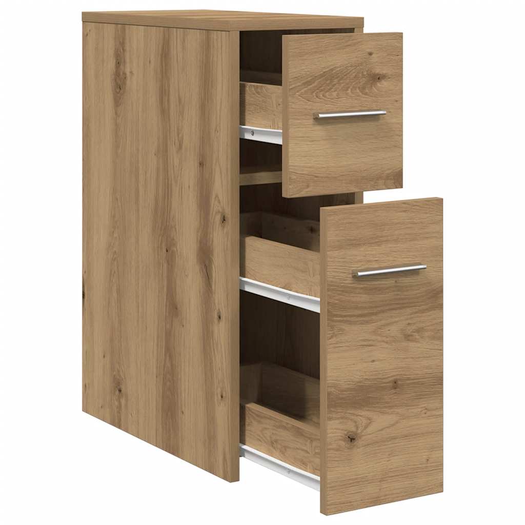 vidaXL Narrow Bathroom Cupboard with Wheels Artisian Oak Engineered Wood 4