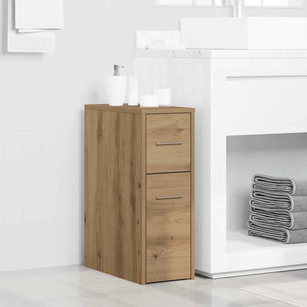 vidaXL Narrow Bathroom Cupboard with Wheels Artisian Oak Engineered Wood 1