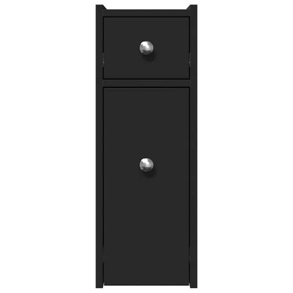 vidaXL Narrow Bathroom Cupboard with Wheels Black Engineered Wood 4