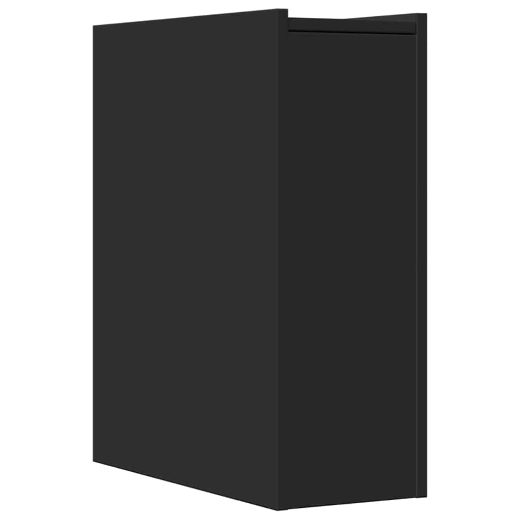 vidaXL Narrow Bathroom Cupboard with Wheels Black Engineered Wood 6