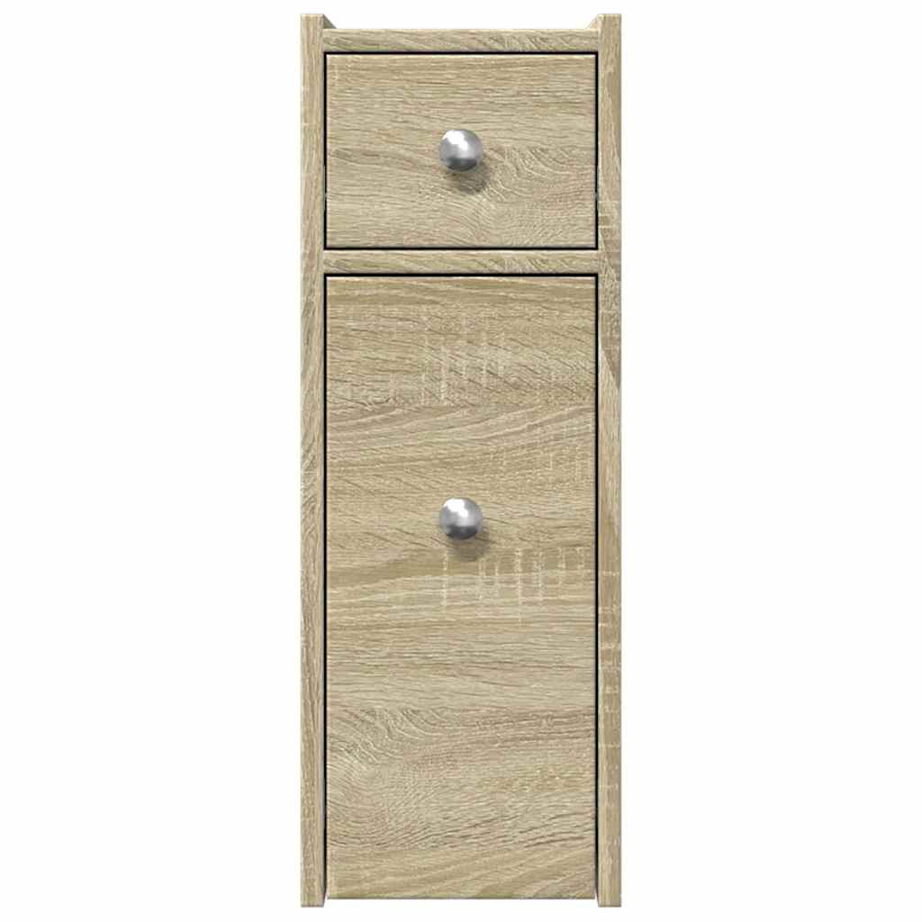 vidaXL Narrow Bathroom Cupboard with Wheels Sonoma Oak Engineered Wood 4
