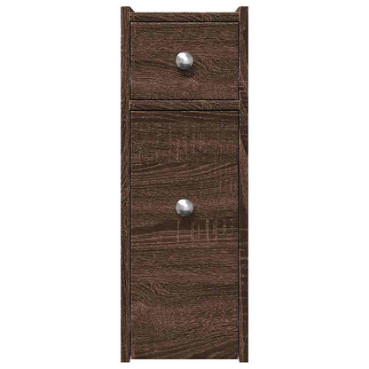 vidaXL Narrow Bathroom Cupboard with Wheels Brown Oak Engineered Wood 4