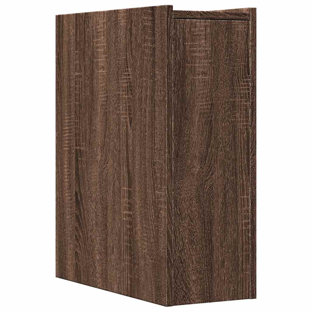 vidaXL Narrow Bathroom Cupboard with Wheels Brown Oak Engineered Wood 6