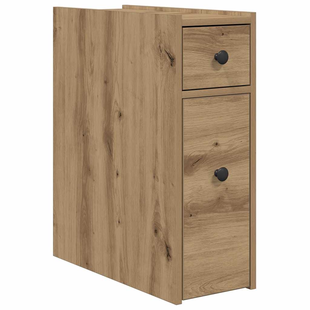 vidaXL Narrow Bathroom Cupboard with Wheels Artisian Oak Engineered Wood 2