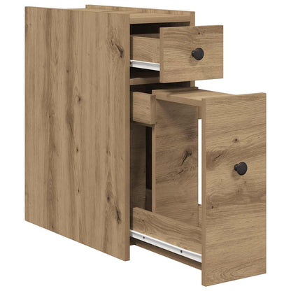 vidaXL Narrow Bathroom Cupboard with Wheels Artisian Oak Engineered Wood 4
