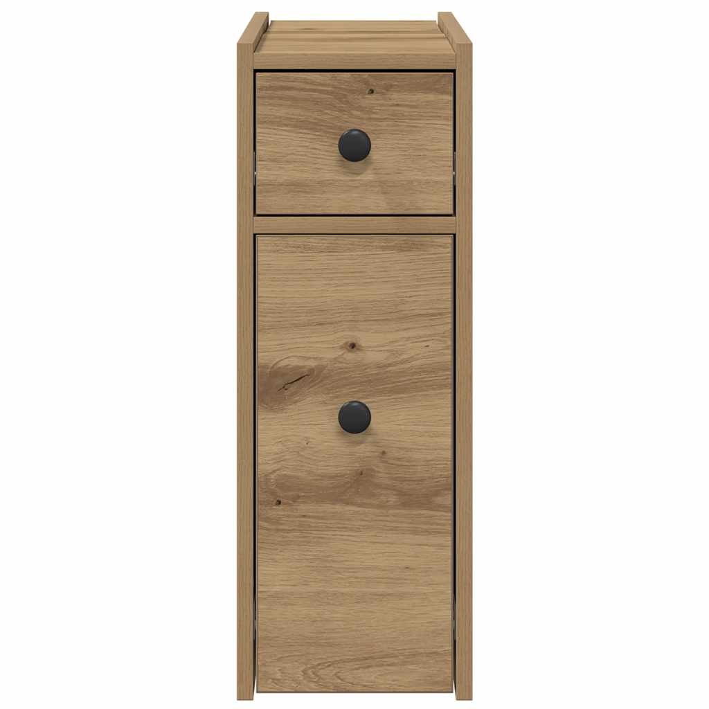 vidaXL Narrow Bathroom Cupboard with Wheels Artisian Oak Engineered Wood 5