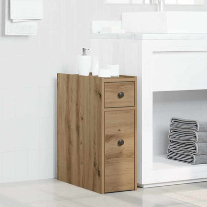 vidaXL Narrow Bathroom Cupboard with Wheels Artisian Oak Engineered Wood 1