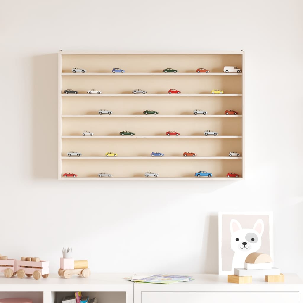 vidaXL Wooden Collector's Display Case with 6 Shelves 80x8.5x55cm 3