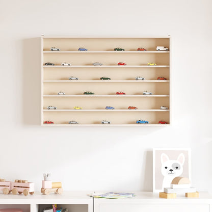 vidaXL Wooden Collector's Display Case with 6 Shelves 80x8.5x55cm 3